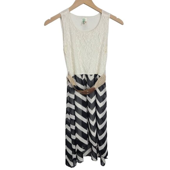 𝅺JUST Kids Lace top Tank Dress with Chevron bottom patteren Girls size 14 - Picture 1 of 13